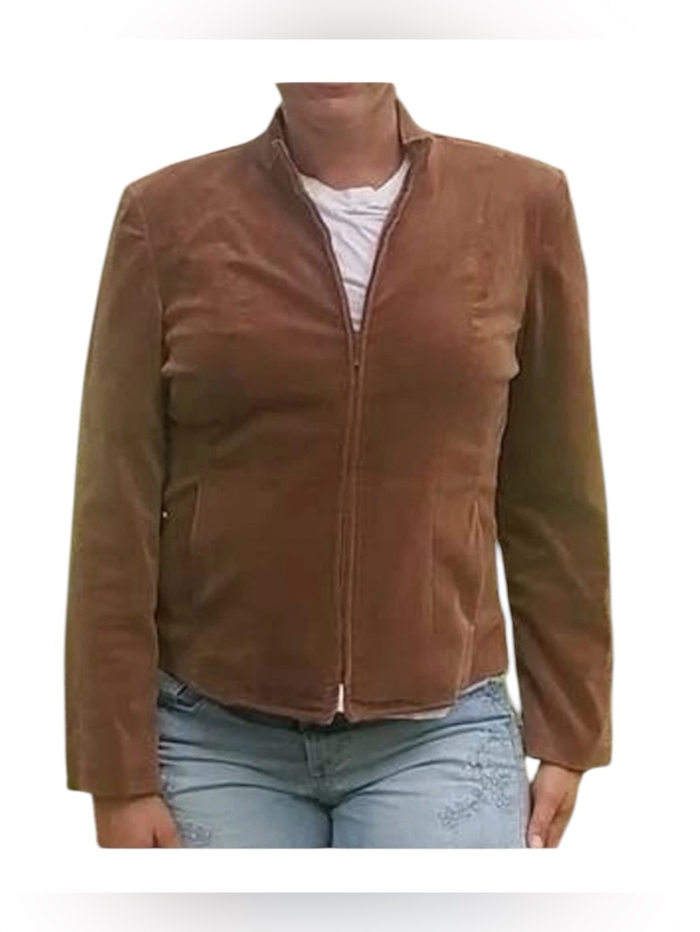 Talbots Tailored Brown Women's Corduroy Full Zip-Front Jacket Sz L